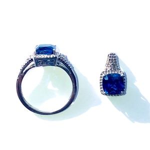 Sapphire and diamond ring and pendant set in silver